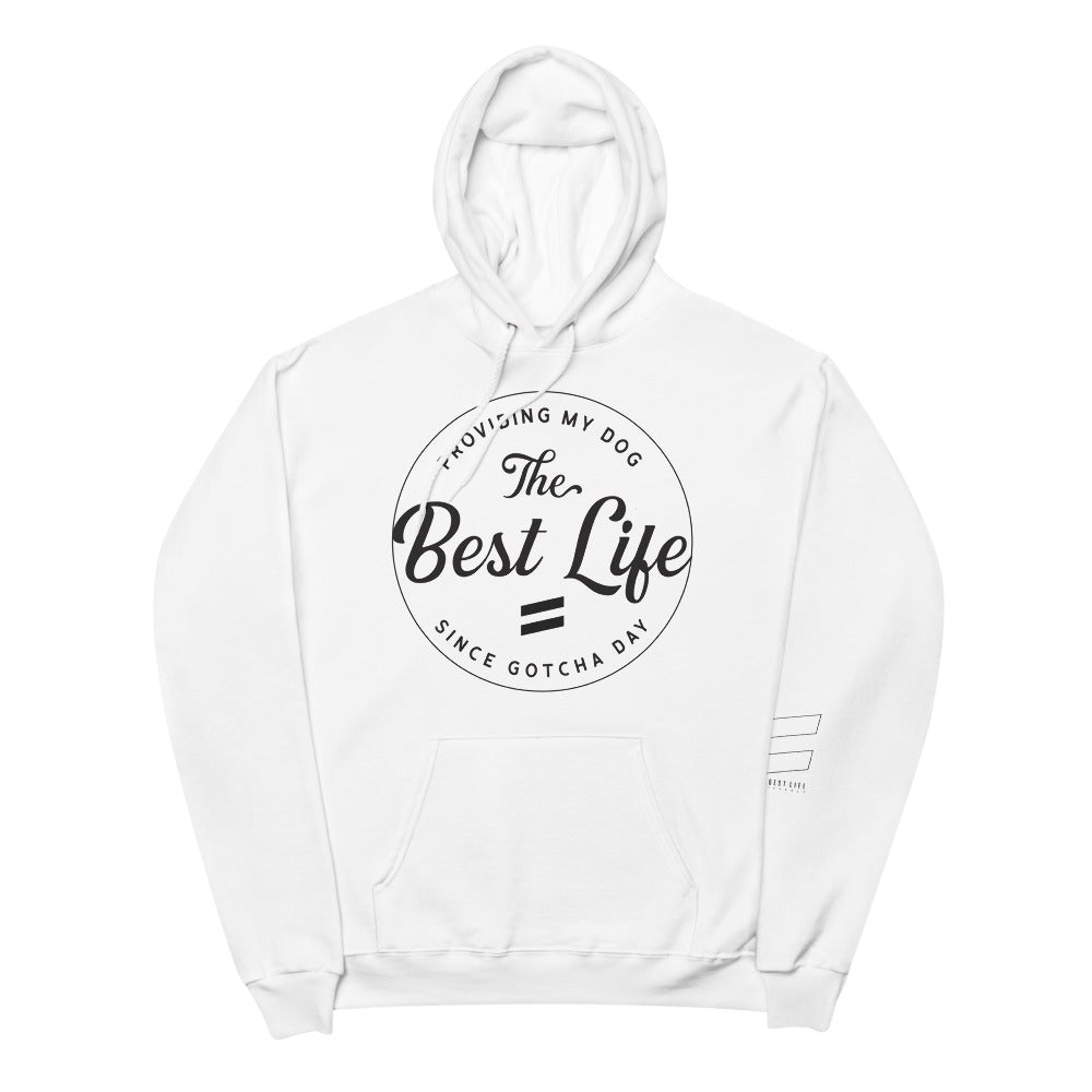 Gotcha Day - Unisex fleece hoodie Best Life Leashes | The Symbol For Rescue Dogs White S 