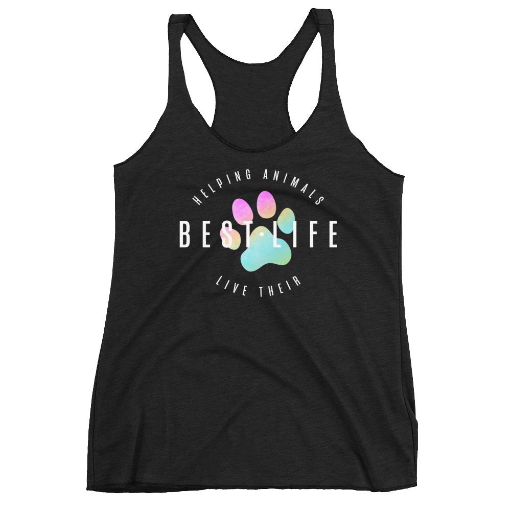 Prism Paw - Women's Racerback Tank shirts Best Life Leashes | Functional Dog Leashes With A Mission XS 