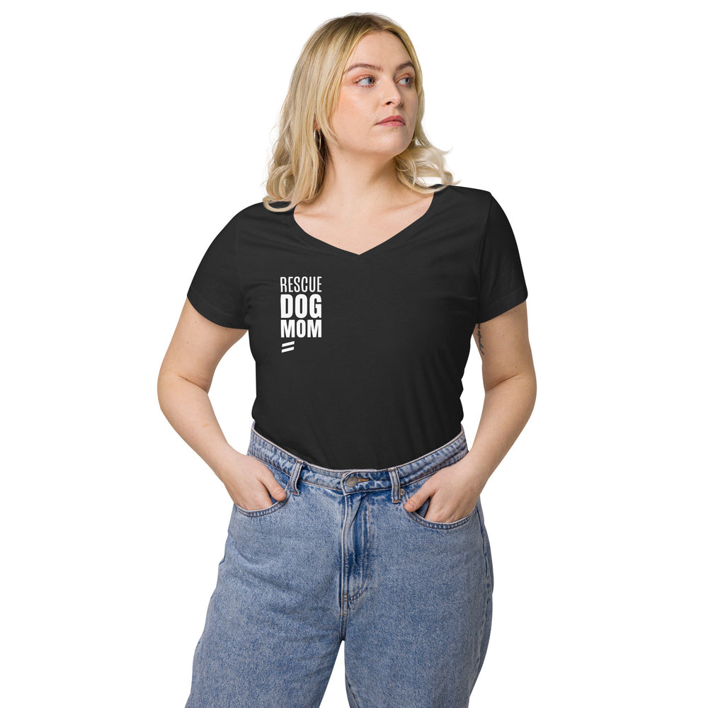 Rescue Dog Mom - Women’s fitted v-neck t-shirt Best Life Leashes | The Symbol For Rescue Dogs 