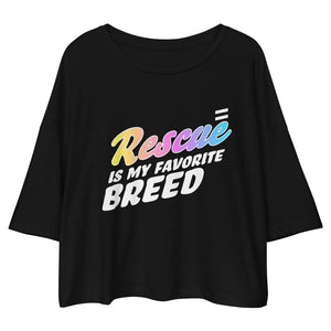 Rescue Prism - Loose Drop Shoulder Crop Top Best Life Leashes | The Symbol For Rescue Dogs Black S 