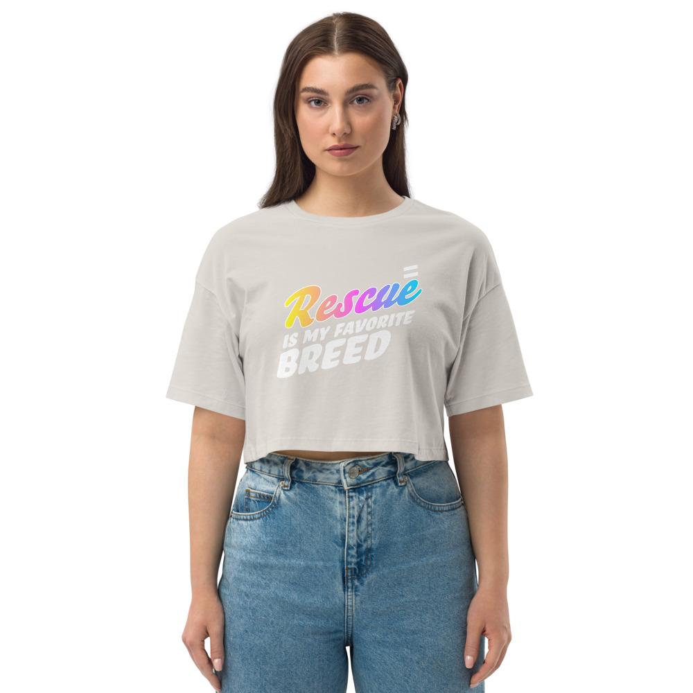 Rescue Prism - Loose Drop Shoulder Crop Top Best Life Leashes | The Symbol For Rescue Dogs Vintage White S 